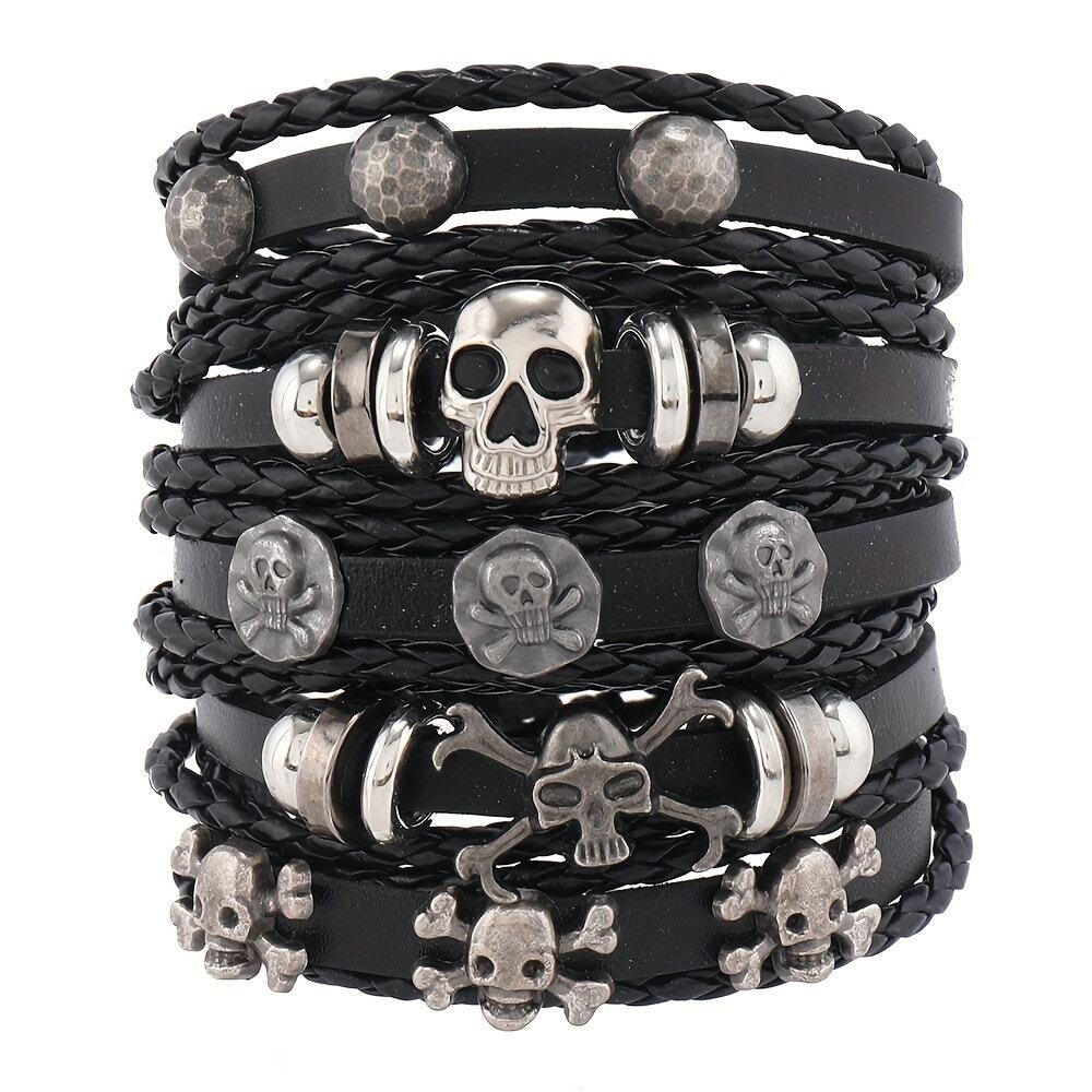 Women's 6 PC Bracelet Set Western Bohemian Halloween Jewelry Black New Stack